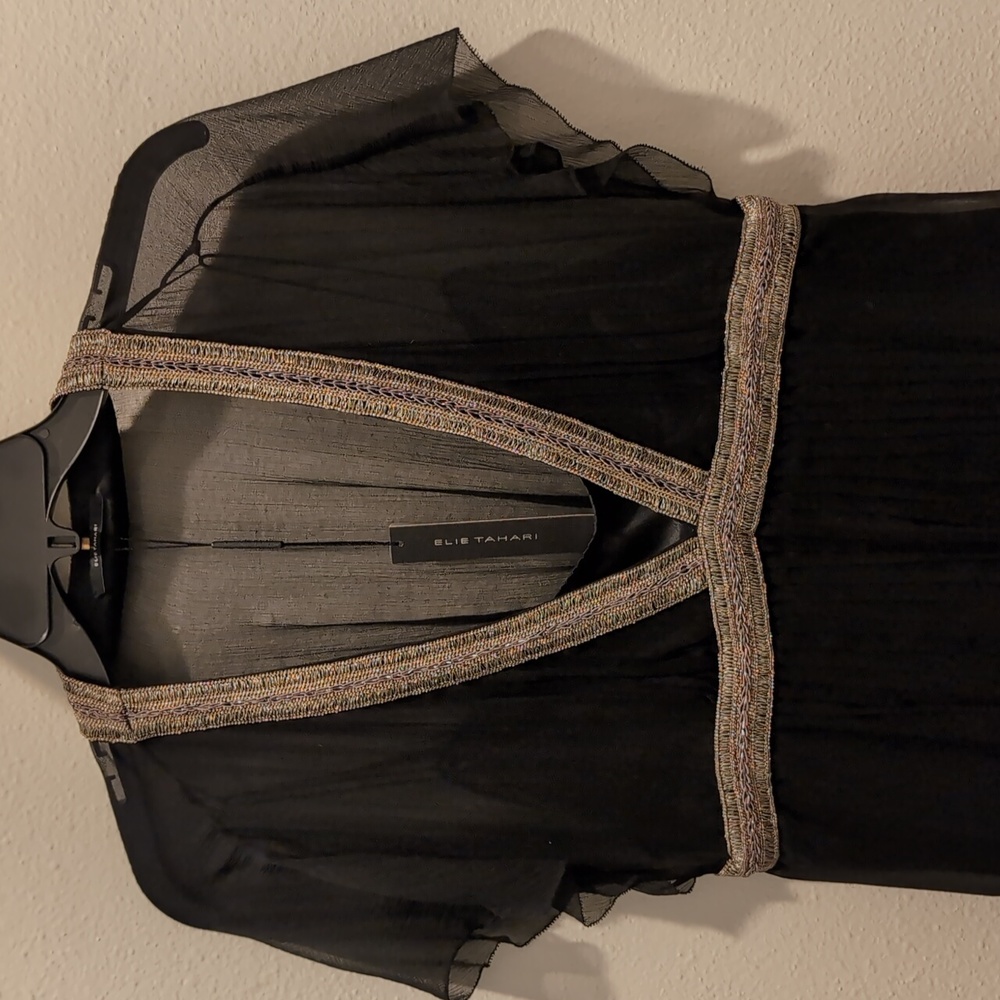 Elie Tahari M Silk Black Blouse Vintage